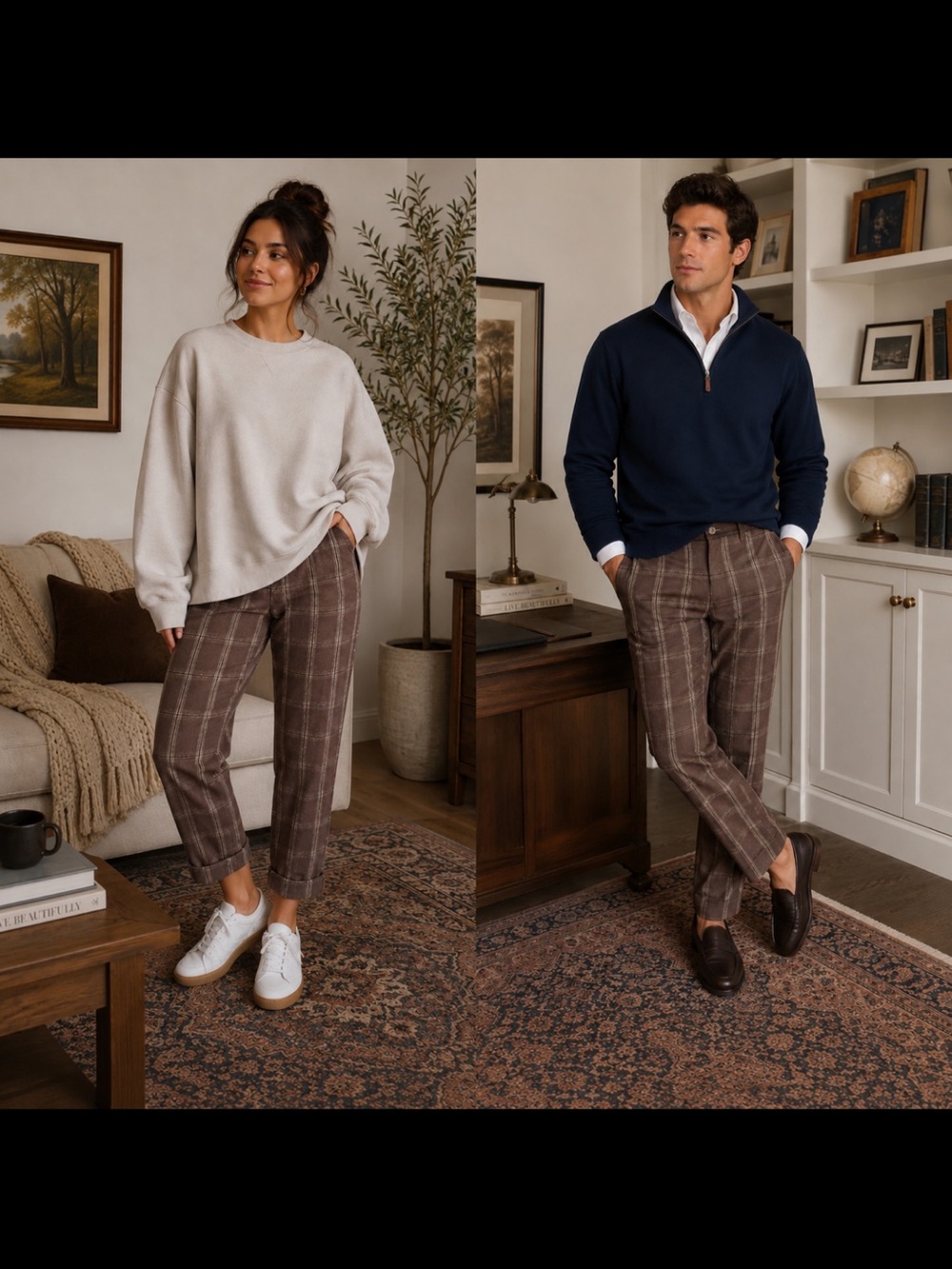 Unisex Levi's Brown Plaid Tapered Pants